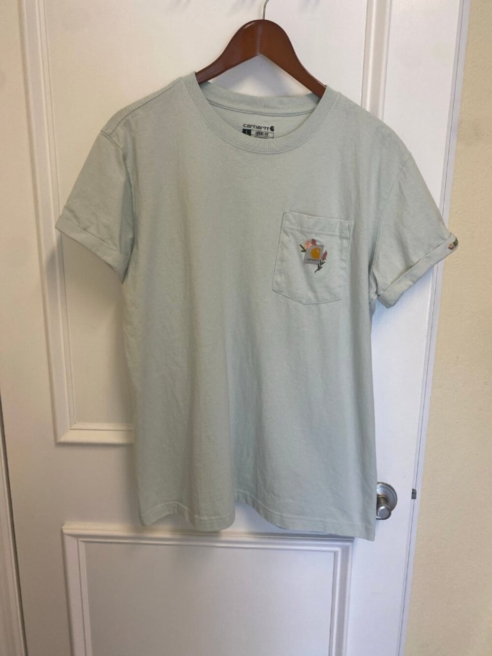 Carhartt Floral Embroidered Pocket Tee Sage Green Large